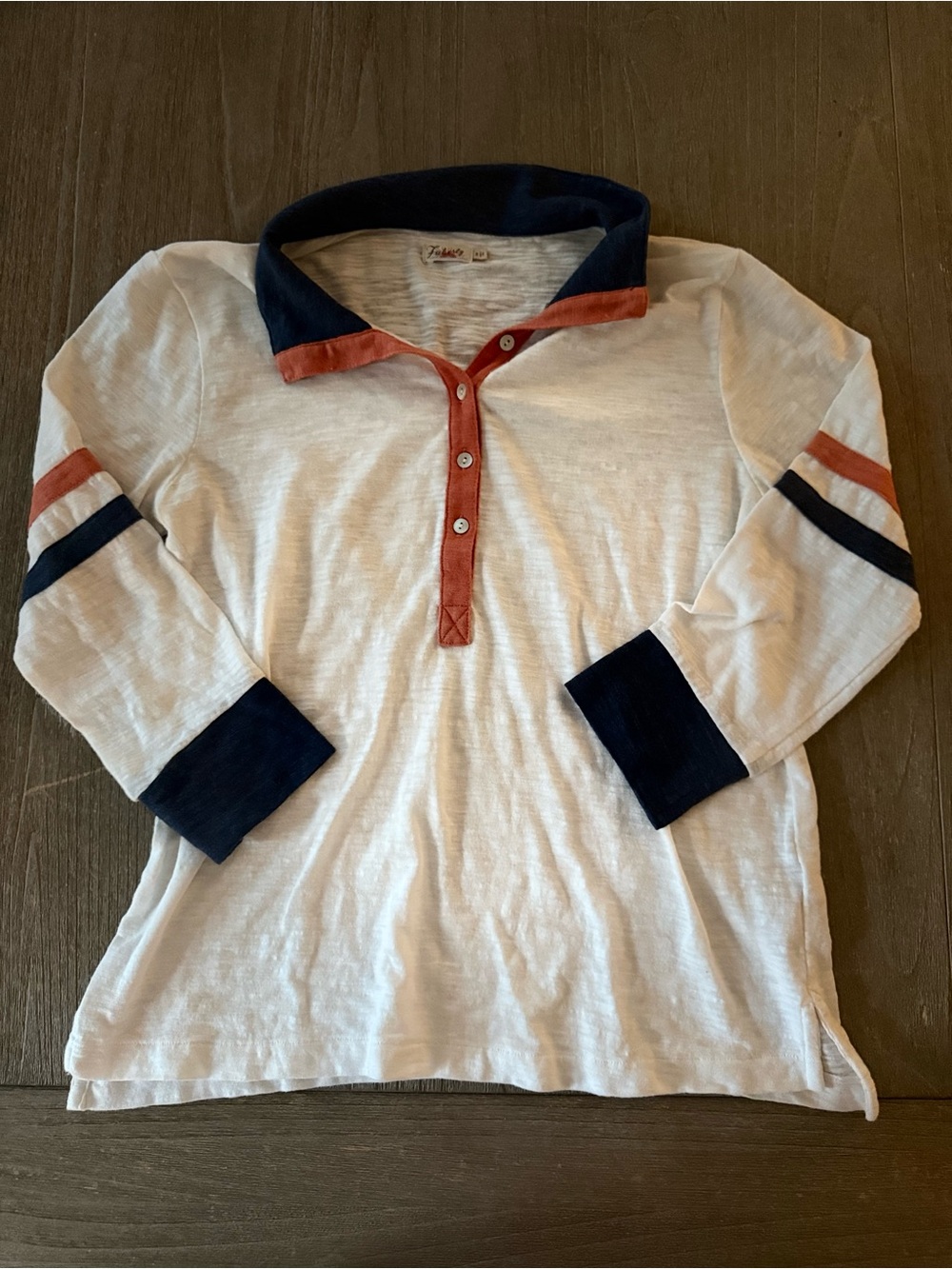 Faherty Collared Henley Color Block Stripe    Size S